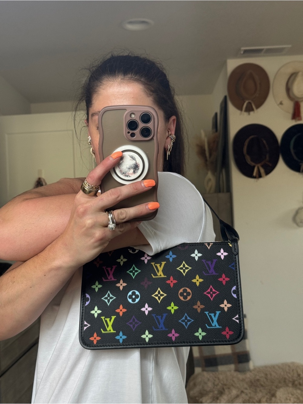 Louis Vuitton Black Multicolor Monogram Wristlet Pochette - Picture 7 of 8